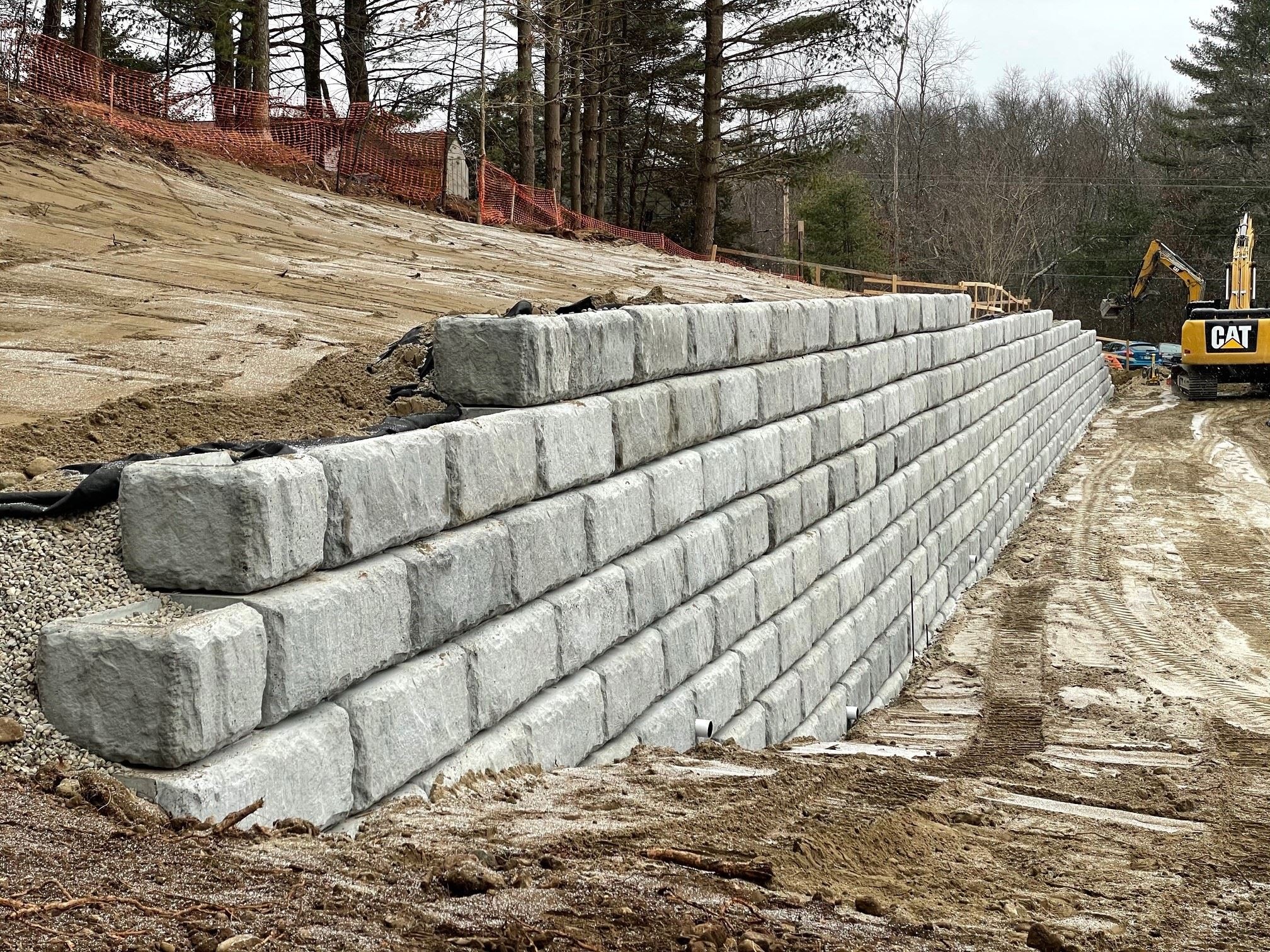 Concrete Block Retaining Wall Completed